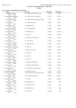 Swim Ulster Development Gala 4 - 20/05/2018 Results