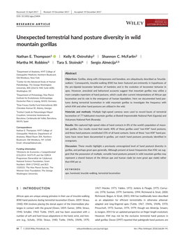 Unexpected Terrestrial Hand Posture Diversity in Wild Mountain Gorillas