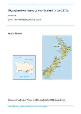 Migration from Jersey to New Zealand in the 1870S