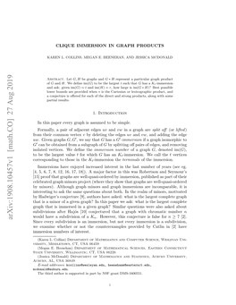 Arxiv:1908.10457V1 [Math.CO] 27 Aug 2019