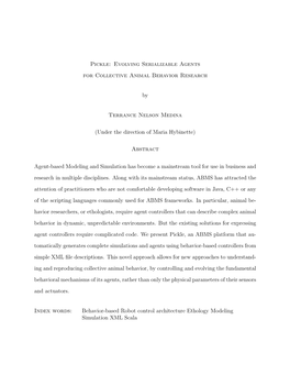 Pickle: Evolving Serializable Agents for Collective Animal Behavior Research by Terrance Nelson Medina (Under the Direction of M