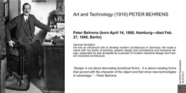 Art and Technology (1910) PETER BEHRENS