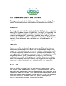 Mud and Mudflat Basics and Activities