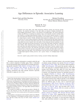 Age Differences in Episodic Associative Learning