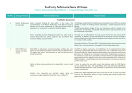 Progress Report from the Ministry of Transport of Ethiopia