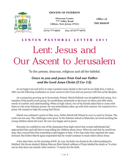 Lent: Jesus and Our Ascent to Jerusalem