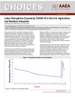 Labor Disruptions Caused by COVID-19 in the U.S. Agriculture and Nonfarm Industries Luis Peña-Lévano, Shaheer Burney, and Colton Adams