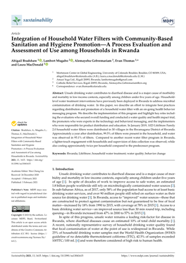Integration of Household Water Filters with Community-Based Sanitation and Hygiene Promotion—A Process Evaluation and Assessment of Use Among Households in Rwanda