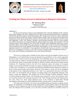 6. Tracking the Theme of Love in Gabriel García Márquez's Narratives