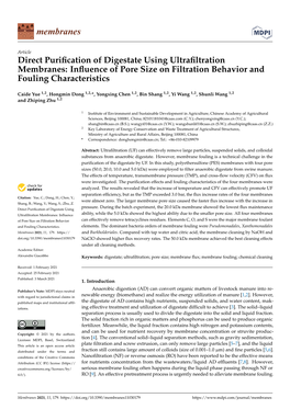 Direct Purification of Digestate Using Ultrafiltration Membranes