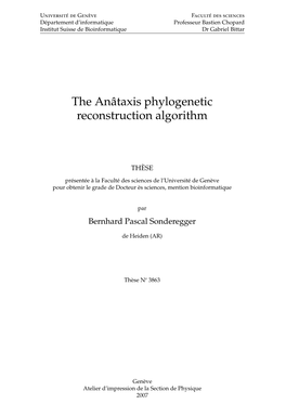 The Anâtaxis Phylogenetic Reconstruction Algorithm