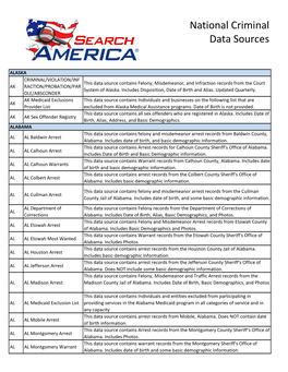 National Criminal Data Sources