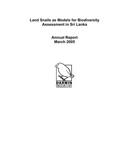 Land Snails As Models for Biodiversity Assessment in Sri Lanka Annual