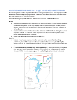 Pathfinder Reservoir Zebra and Quagga Mussel Rapid Response