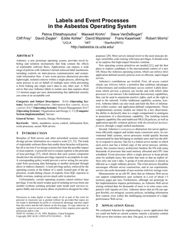 Labels and Event Processes in the Asbestos Operating System