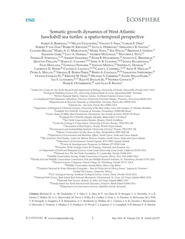 Somatic Growth Dynamics of West Atlantic Hawksbill Sea Turtles: a Spatio-­Temporal Perspective Karen A