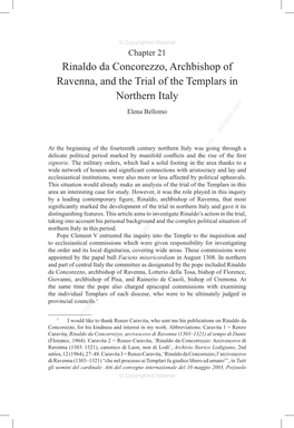 Rinaldo Da Concorezzo, Archbishop of Ravenna, and the Trial of the Templars In
