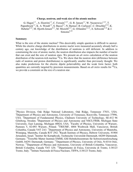 1 Charge, Neutron, and Weak Size of the Atomic Nucleus G. Hagen1,2 , A