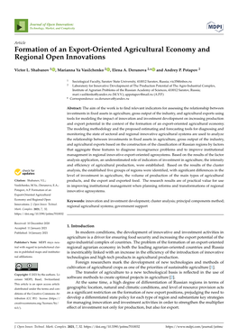 Formation of an Export-Oriented Agricultural Economy and Regional Open Innovations