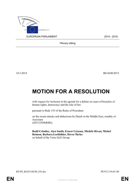 En En Motion for a Resolution