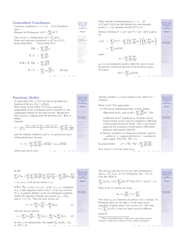 Generalized Coordinates Functions (Fields)