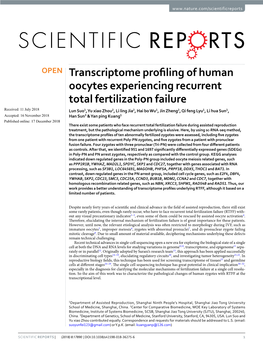 Transcriptome Profiling of Human Oocytes Experiencing Recurrent Total