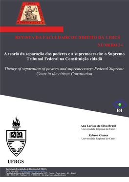 A Teoria Da Separação Dos Poderes E a Supremocracia: O Supremo Tribunal Federal Na Constituição Cidadã