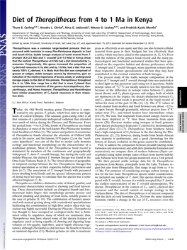 Diet of Theropithecus from 4 to 1 Ma in Kenya