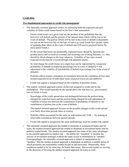 Credit Risk Two Fundamental Approaches to Credit Risk