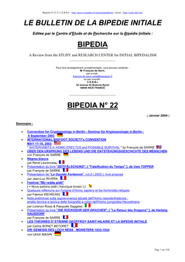 La Théorie De La Bipédie Initiale