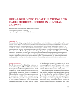 Rural Buildings from the Viking and Early Medieval Period in Central Norway