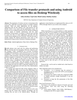 Comparison of File Transfer Protocols and Using Android to Access Files on Desktop Wirelessly