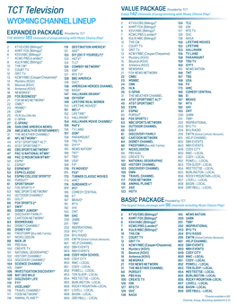 TCT Television WYOMING CHANNEL LINEUP