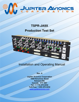 TSPR-JA9X Production Test Set Installation and Operating Manual