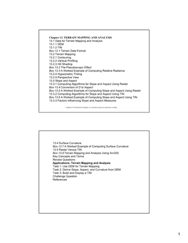 Chapter 13. TERRAIN MAPPING and ANALYSIS 13.1 Data for Terrain