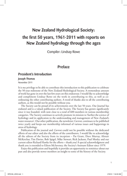 New Zealand Hydrological Society: the First 50 Years, 1961-2011 with Reports on New Zealand Hydrology Through the Ages