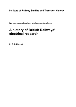 A History of British Railways' Electrical Research