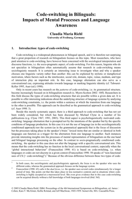 Code-Switching in Bilinguals: Impacts of Mental Processes and Language Awareness