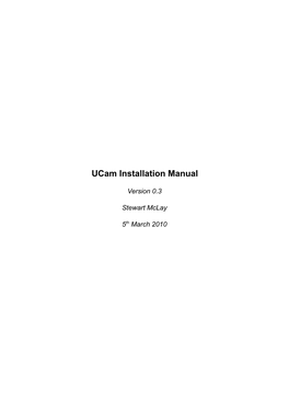 Ucam Installation Manual