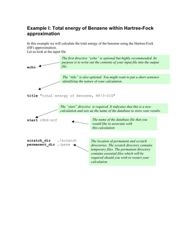 Total Energy of Benzene Within Hartree-Fock Approximation