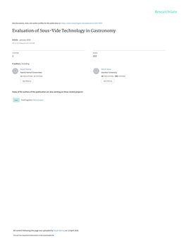 Evaluation of Sous-Vide Technology in Gastronomy