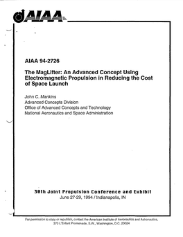 The Maglifter: an Advanced Concept Using Electromagnetic Propulsion in Reducing the Cost of Space Launch