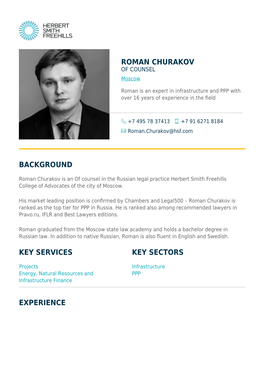 ROMAN CHURAKOV of COUNSEL Moscow