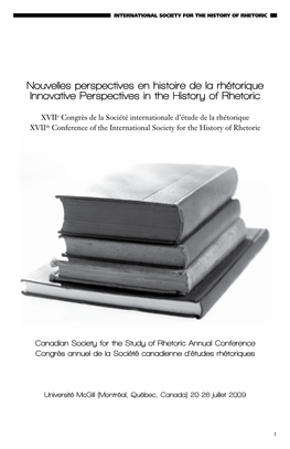 Nouvelles Perspectives En Histoire De La Rhétorique Innovative Perspectives in the History of Rhetoric