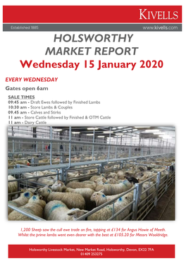 HOLSWORTHY MARKET REPORT Wednesday 15 January 2020