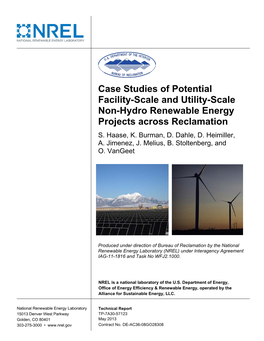 Case Studies of Potential Facility-Scale and Utility-Scale Non-Hydro Renewable Energy Projects Across Reclamation S