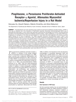 Pioglitazone, a Peroxisome Proliferator-Activated Receptor