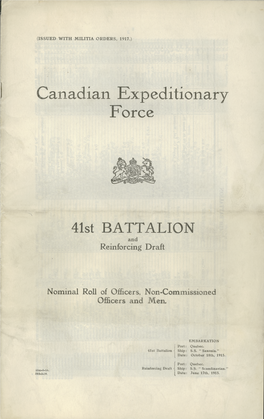 41St BATTALION and Reinforcing Draft