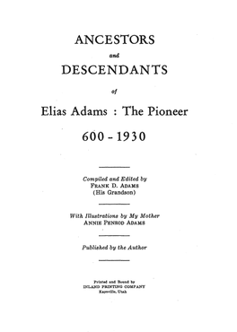 Elias Adams : the Pioneer