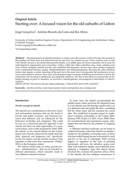 Starting Over: a Focused Vision for the Old Suburbs of Lisbon